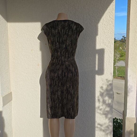 BRAND NEW ANNE KLEIN DRAPERS NECK SEQUINS EMBELLISHED KNEE-LENGTH DRESS - Picture 8 of 12